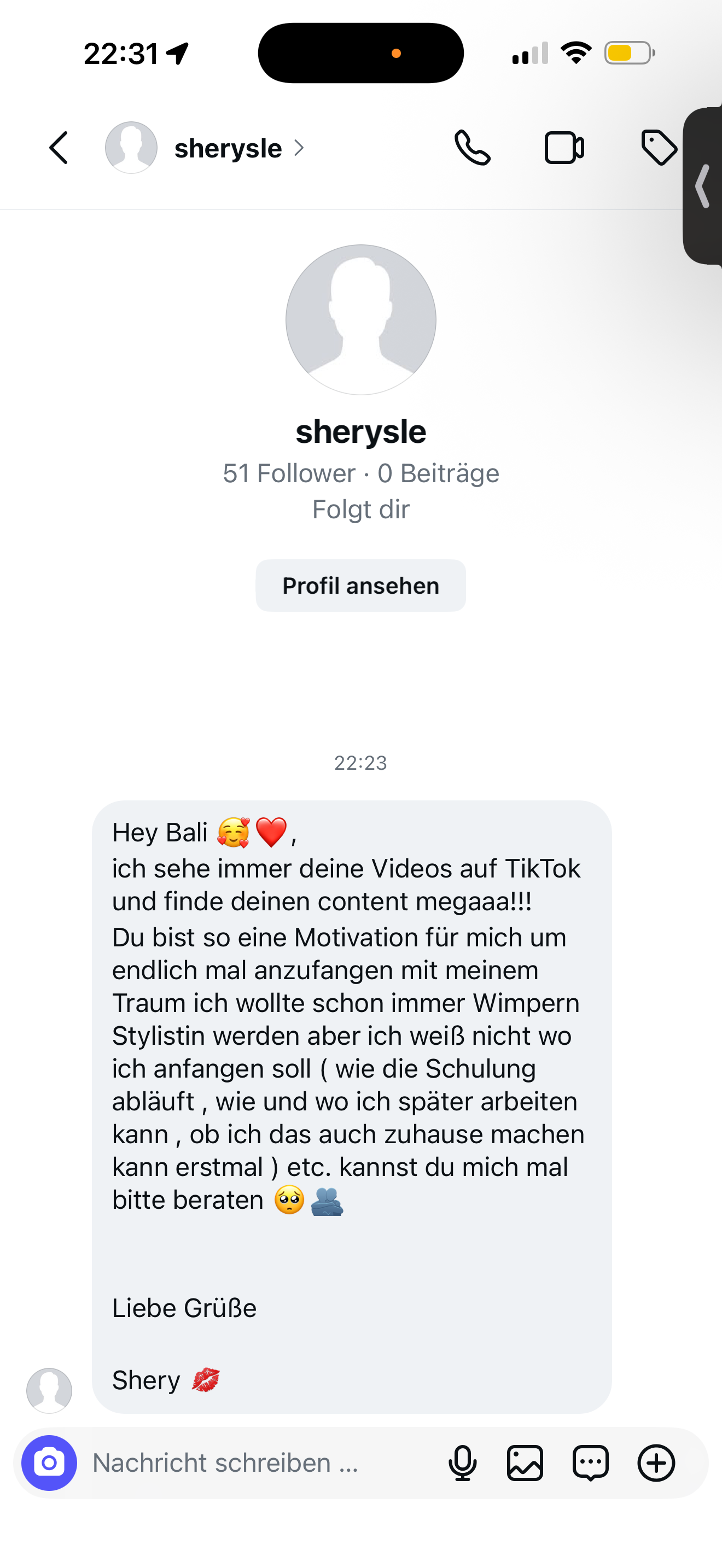 WhatsApp-Nachricht einer Lash Code Absolventin (1)