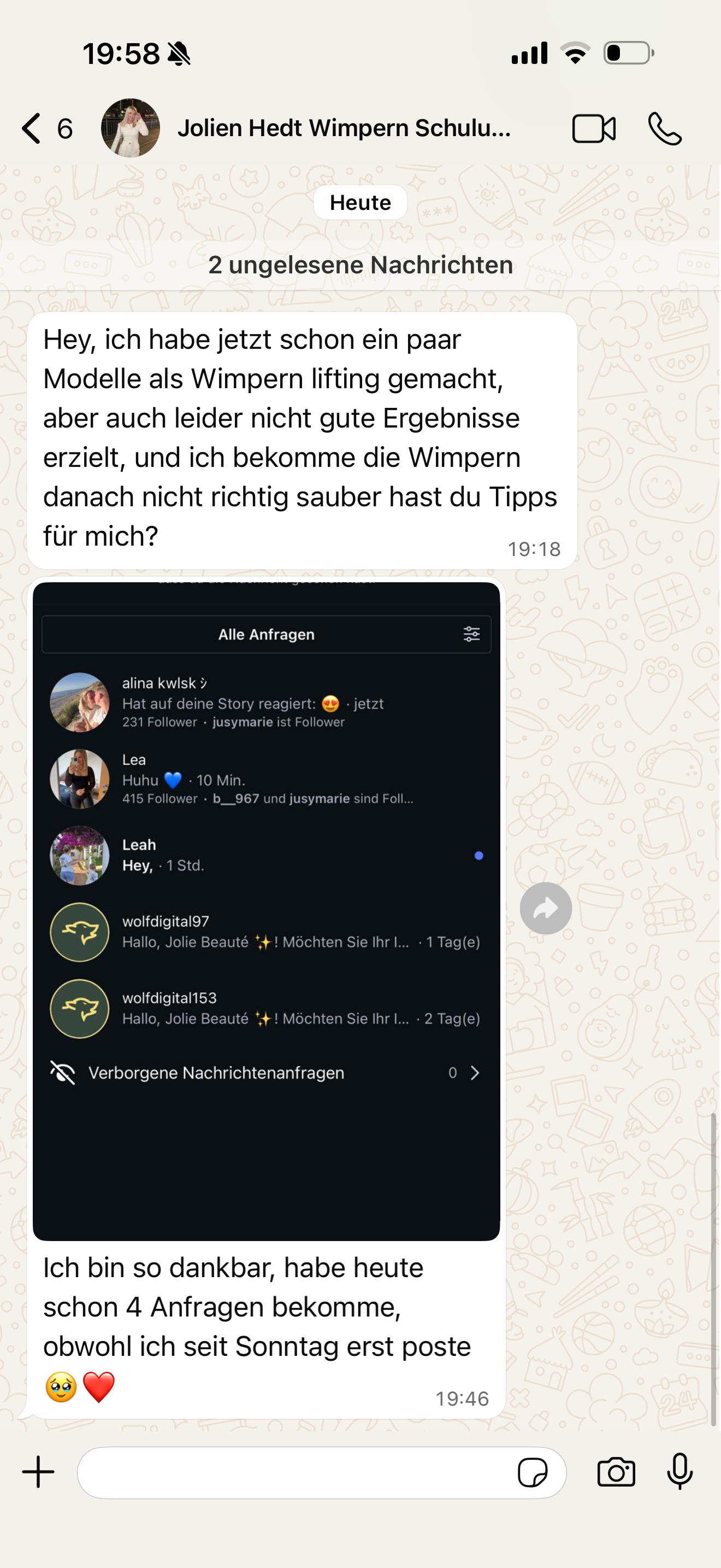 WhatsApp-Nachricht einer Lash Code Absolventin (13)