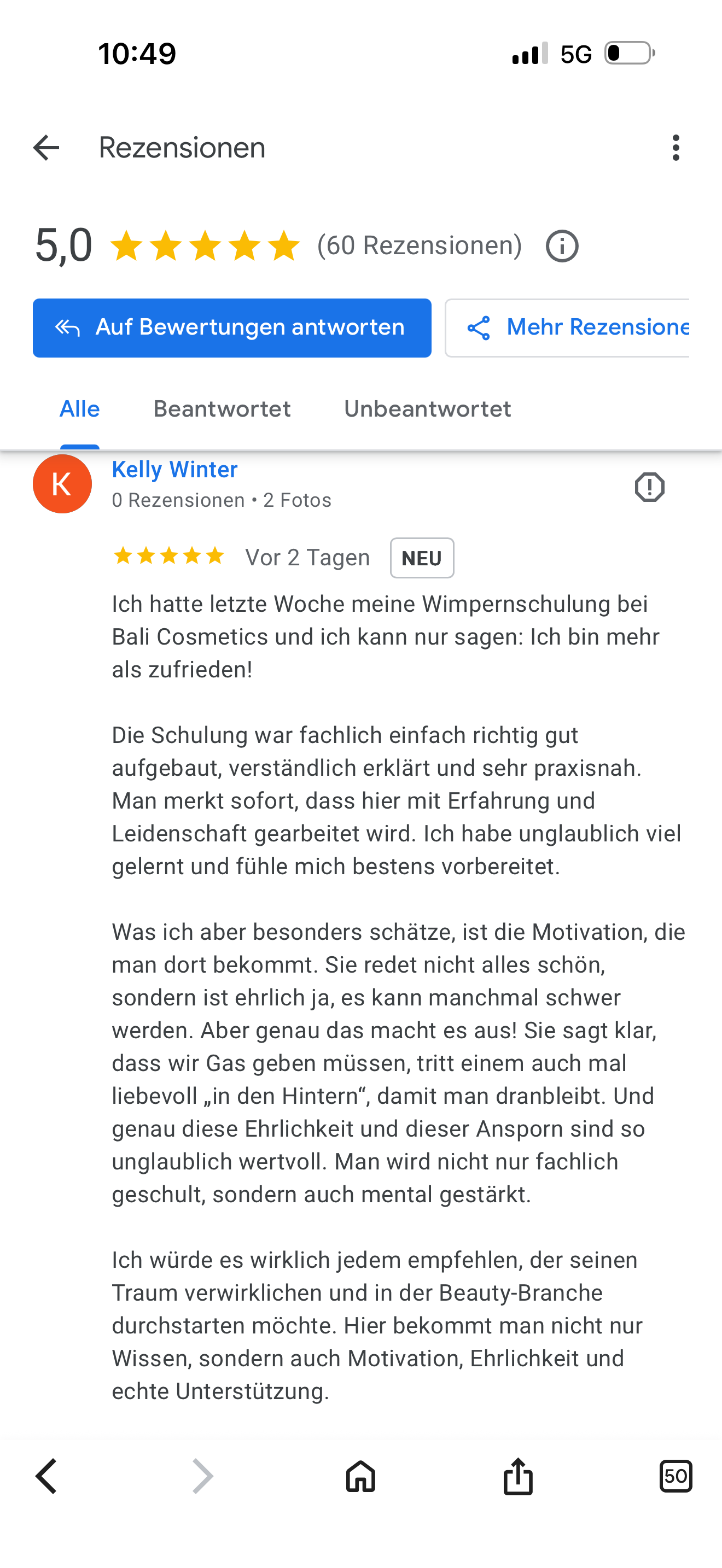 WhatsApp-Nachricht einer Lash Code Absolventin (2)