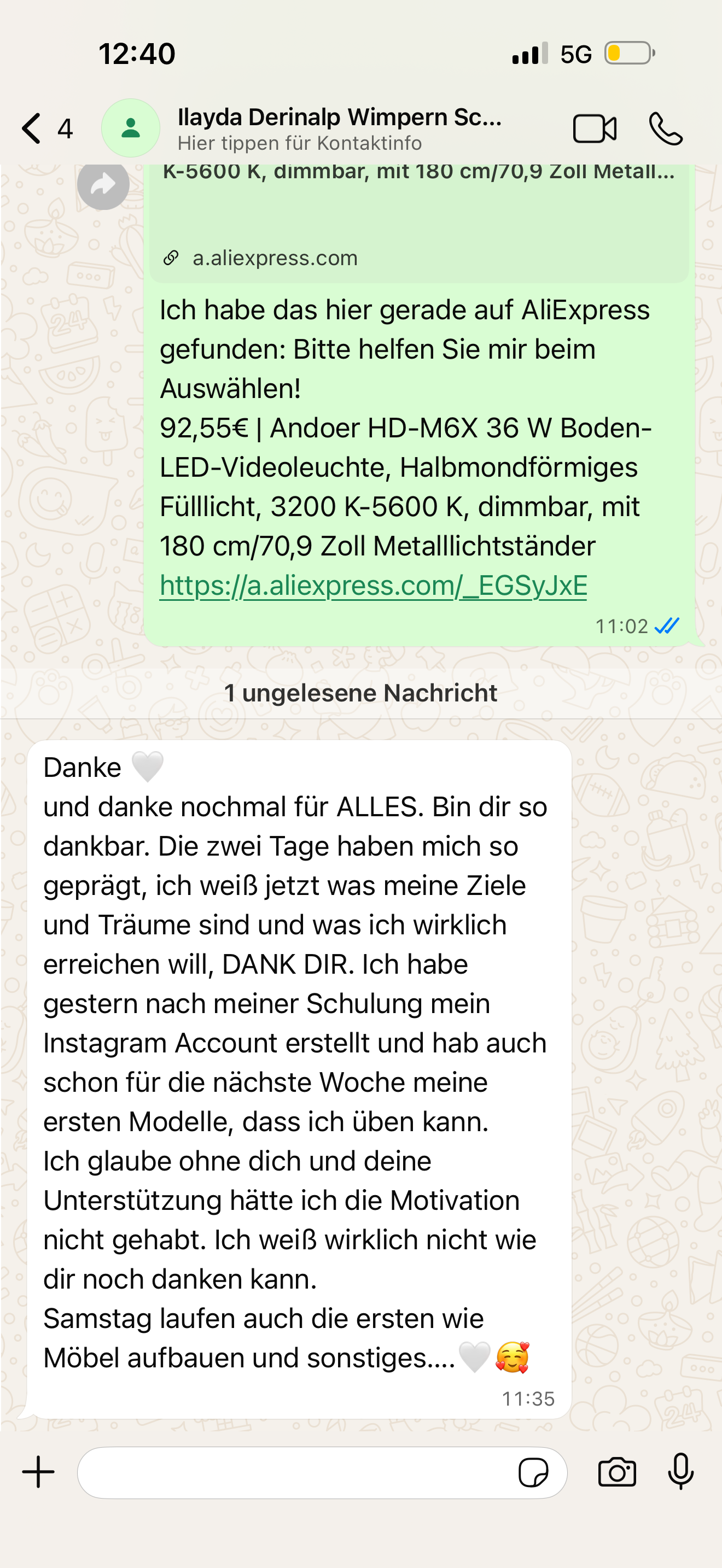 WhatsApp-Nachricht einer Lash Code Absolventin (3)